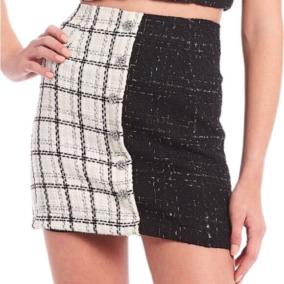 Gianni Bini Tweed Jewel Button Front Skirt size XL - Picture 1 of 10